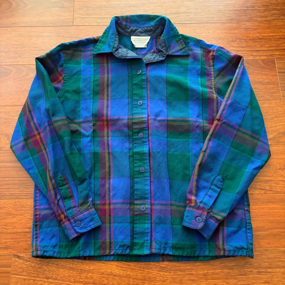 Vintage Pendleton 100% Virgin Wool Plaid Flannel Shirt Gorpcore Workwear Large